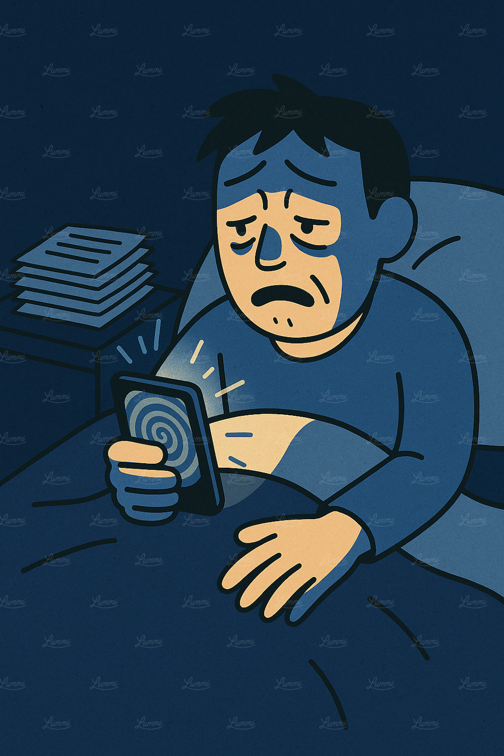 A person depicted experiencing feelings of anxiety and overwhelm, capturing the intensity of racing thoughts and a spinning mind.