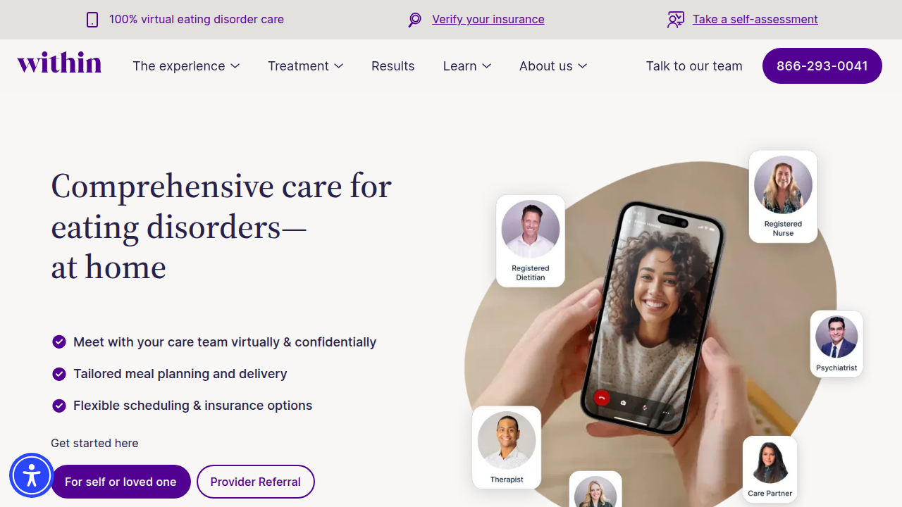 A screenshot of the Within Health website, which provides information and resources on mental health therapies, including DBT modules.