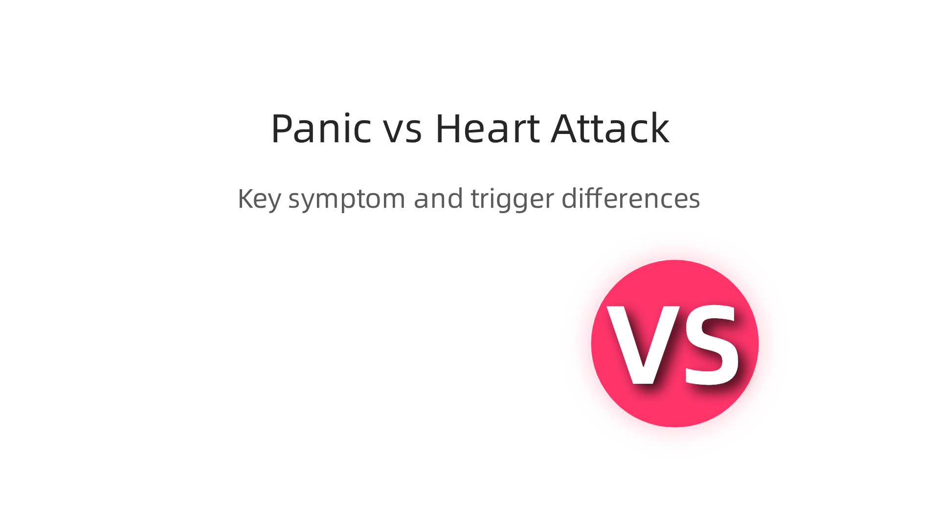 A comparison table highlighting the key differences in symptoms, timing, and triggers between a panic attack and a heart attack, helping to distinguish between the two.