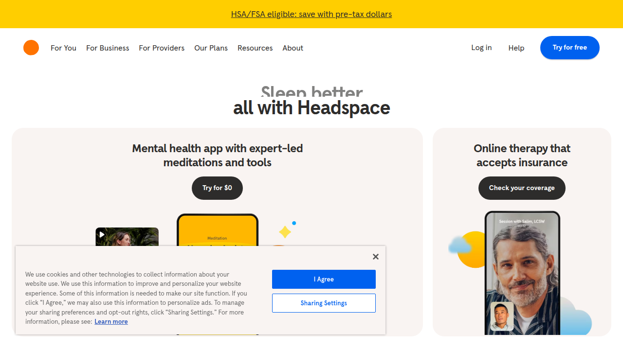 Screenshot of the Headspace meditation app, a popular digital tool for anxiety management.