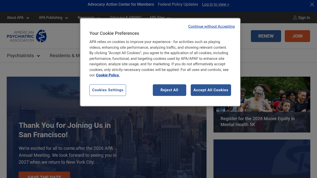 The American Psychiatric Association website offers insights into the field of psychiatry and patient resources.