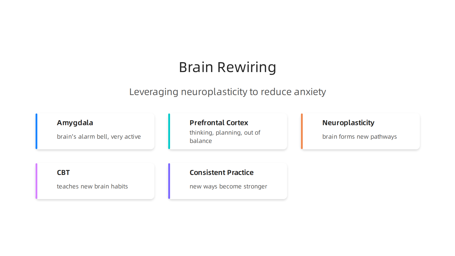 Visualizing how behavioral health counseling leverages neuroplasticity to rewire the brain and reduce anxiety.