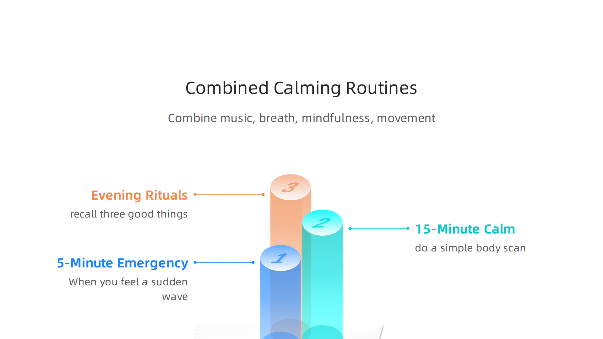Strategies for integrating music with breathing, mindfulness, and movement for enhanced calm.