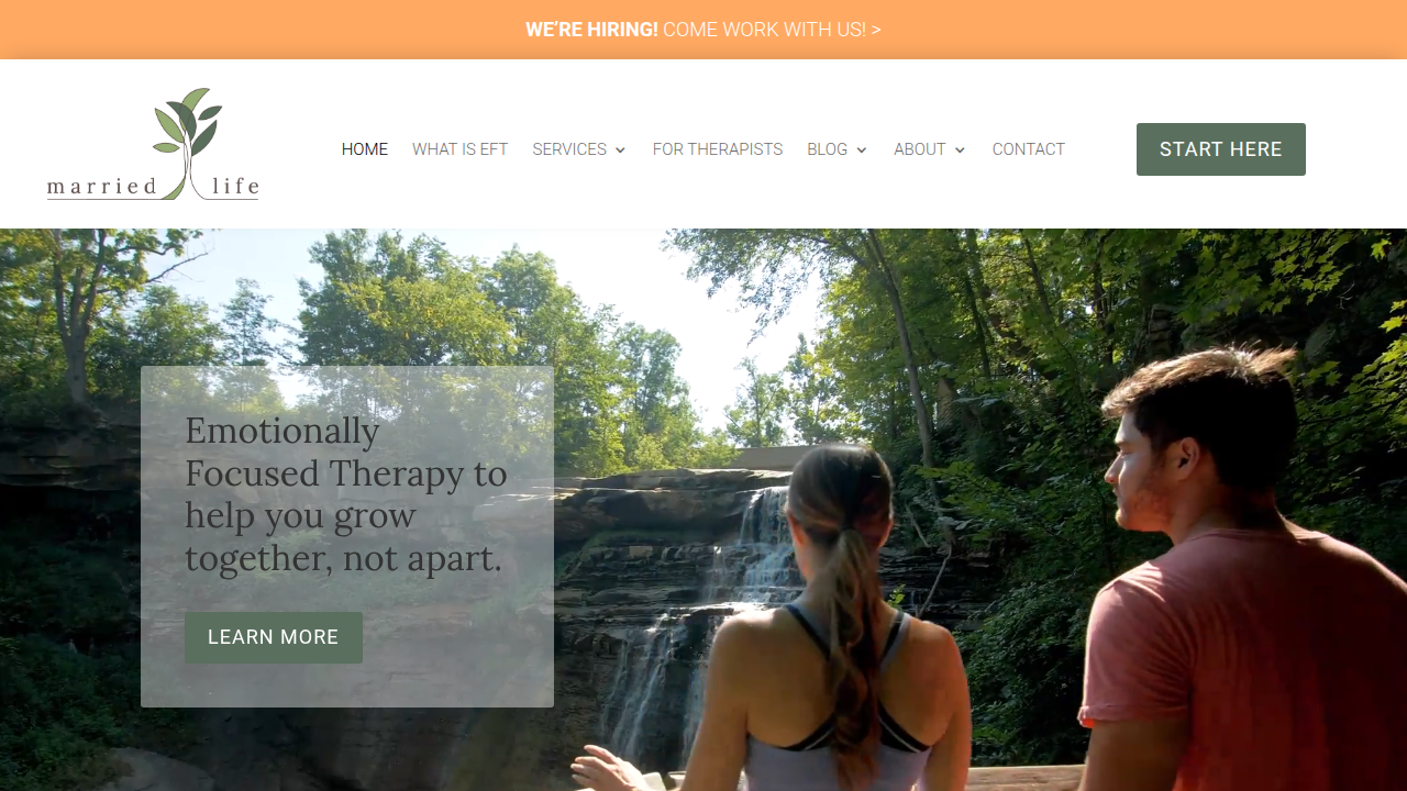 Screenshot of the Married Life Counseling website, a resource for couples therapy and relationship boundaries.