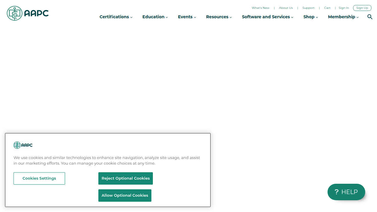 The American Academy of Professional Coders (AAPC) website, offering certifications and education for medical coding.