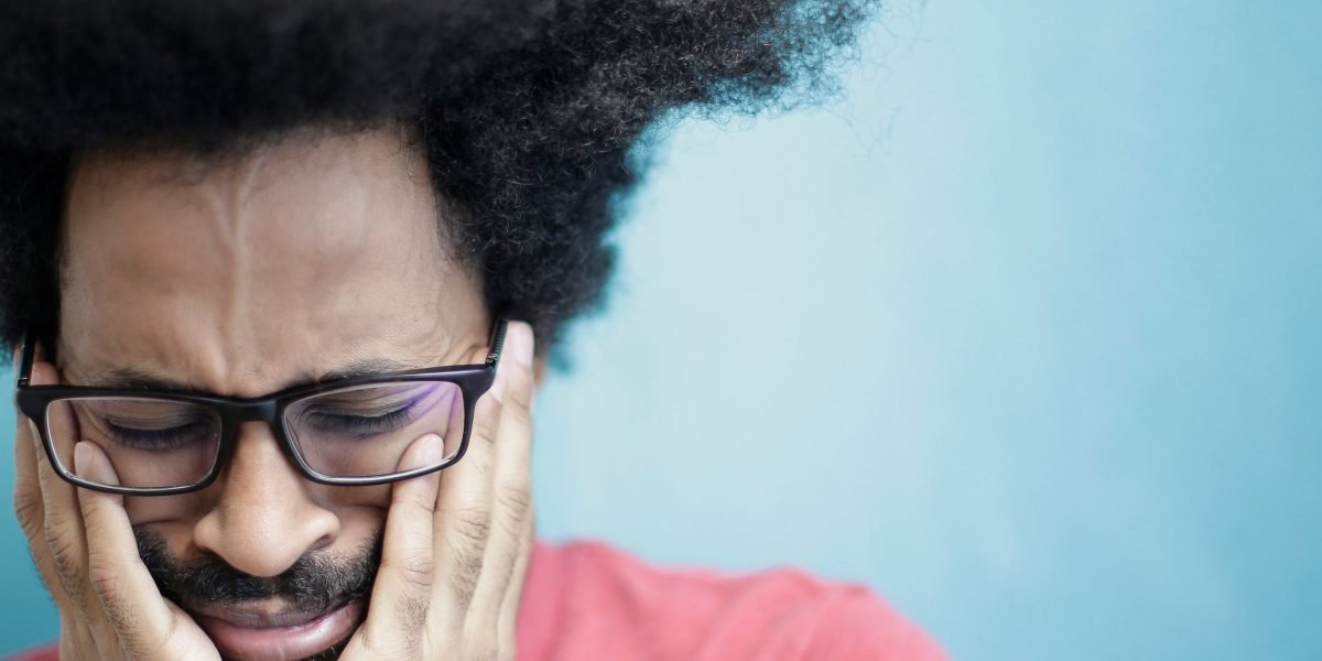 A person looking thoughtful or stressed, representing the internal struggle with anxiety and racing thoughts.
