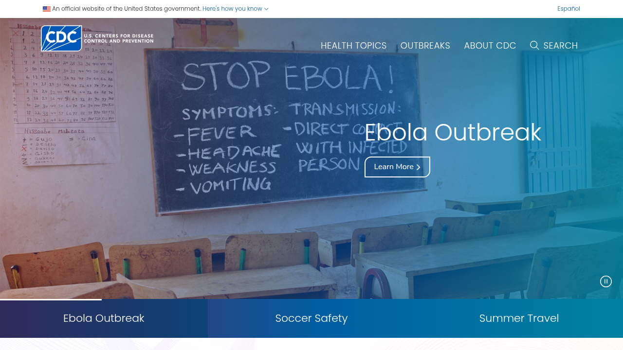 Homepage of the Centers for Disease Control and Prevention (CDC), a key source for child mental health data.